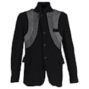 Comme des Garçons Contrast-Panel Jacket in Black Wool - Comme Des Garcons