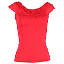 Christian Dior Ruffled Top in Red Viscose