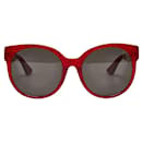 Óculos de sol quadrados coloridos Gucci Óculos de sol de plástico GG0035SA em bom estado