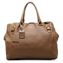 Prada Leather Logo Bowling Bag  Leather Tote Bag in Good condition