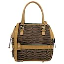 Fendi Brown Zebra Print Canvas Satchel