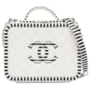 Chanel White Medium Caviar CC Filigree Vanity Case