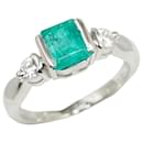 [LuxUness] Platin Diamant & Smaragd Ring Metallring in ausgezeichnetem Zustand - & Other Stories