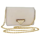 PRADA Chain Shoulder Bag Safiano leather White Auth 71652A - Prada