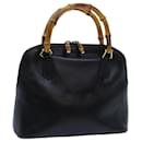 GUCCI Bamboo Hand Bag Leather Black Auth 71309 - Gucci