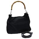 GUCCI Bamboo Hand Bag Nylon 2way Black 001 123 1577 auth 72082 - Gucci