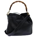 GUCCI Bamboo Hand Bag Leather 2way Black 001 2113 1638 Auth yk11916 - Gucci