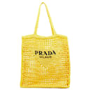 Prada Bolsa com logotipo Raffia Amarelo
