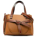 Bolso satchel LOEWE Mini Gate con asa superior marrón - Loewe