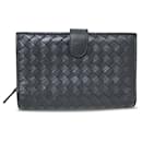 Black Bottega Veneta Intrecciato Leather Compact Wallet