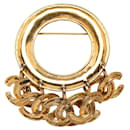 Gold Chanel CC Swing Brooch
