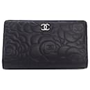 Black Chanel CC Camellia Bifold Wallet
