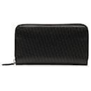 Black Fendi Micro FF Embossed Leather Zip Around Wallet