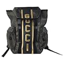 Black Gucci Dapper Dan calf leather Laminated Ayers Micro GG Drawstring Backpack