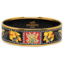 Black Hermes Wide Enamel Bangle Costume Bracelet - Hermès
