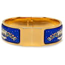 Bracelet à charnière Locquet en émail large bleu Hermès