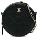 Tracolla a catena rotonda Chanel CC Caviar nera