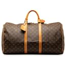 Keepall marron à monogramme Louis Vuitton 55 Sac de voyage