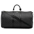 Schwarzes Louis Vuitton Damier Graphite Keepall Bandouliere 55 Reisetasche