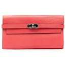 Pink Hermes Chevre Classic Kelly Wallet - Hermès