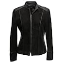 Black Lafayette 148 Suede & Leather Zip Jacket Size US 8 - Autre Marque