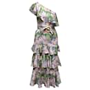 Lilafarbenes und mehrfarbiges One-Shoulder-Kleid mit Blumenmuster von Patbo, Größe US  0 - Autre Marque