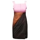 Ärmelloses Farbblockkleid in Pink und Braun von Akris, Größe US  2
