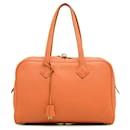 Orangefarbene Hermès Clemence Victoria II  35 Schultertasche