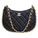 Black Chanel Small Quilted Lambskin Chain Around Hobo