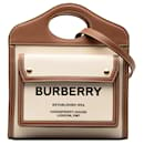 Bolso satchel mini de lona con bolsillo de Burberry beige