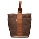 Brown Hermès Toile Saxo PM Bucket Bag