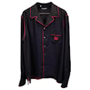 Dolce & Gabbana Embroidered Pyjama Shirt in Black Satin