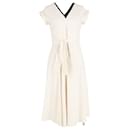 Brunello Cucinelli Striped Cap-Sleeve Dress in Cream Cotton