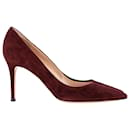 Gianvito Rossi Pointed-Toe Pumps in Burgundy Suede