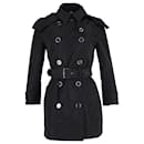Burberry Hooded Trench Coat in Black Wool