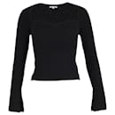 Reformation Sweetheart Knitted Top in Black Wool