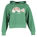 Palm Angels Bear Fitted Hoodie in Green Cotton