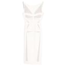 Herve Leger Camille Sheath Dress with Mesh Inserts in White Rayon