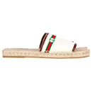 Gucci bestickte GG Espadrille-Sandalen aus cremefarbenem Canvas
