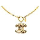 Chanel Gold CC Quilted Pendant Necklace