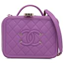 Chanel Purple Medium Caviar CC Filigree Vanity Case