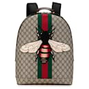 Gucci Brown GG Supreme Animalier Web Backpack