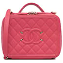 Chanel Pink Medium Caviar CC Filigree Vanity Case