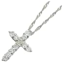 Other Platinum Diamond Cross Necklace Metal Necklace in Excellent condition - & Other Stories