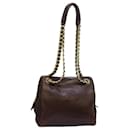 PRADA Chain Shoulder Bag Leather Brown Auth 71495 - Prada