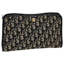 Christian Dior Trotter Canvas Clutch Bolso Negro Auth 72440