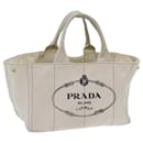 PRADA Canapa MM Hand Bag Canvas Beige Auth 72023 - Prada