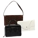 GIVENCHY Shoulder Bag Canvas Leather 3Set White Brown black Auth bs12933 - Givenchy