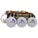 Burberrys Nova Check Golfbälle & Golfballhüllen PVC Leder Beige Auth 72040 - Autre Marque