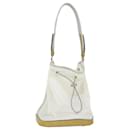 PRADA Mesh Shoulder Bag Nylon White Yellow Auth 72589 - Prada